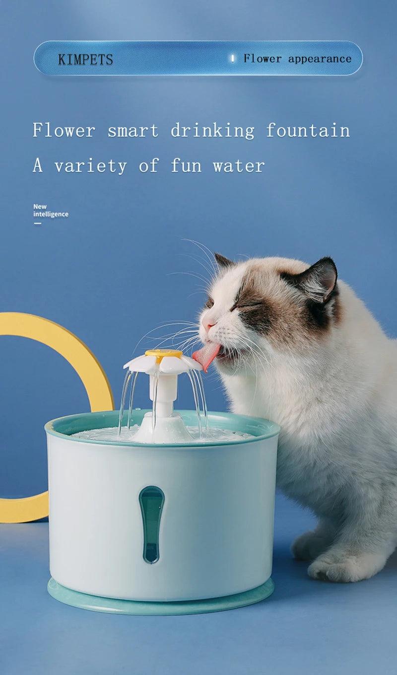 Kimpets 2.4L Pet Cat Drinking Water Fountain Dispenser Activated Carbon Filters LED Automatic Feeder Container USB Interface