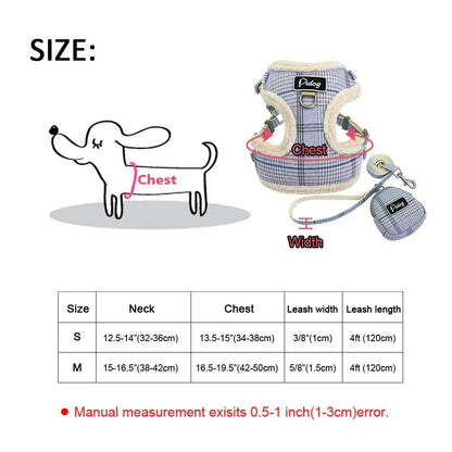 Harnais chaud, laisse et sac à friandises assortis, chat et chien