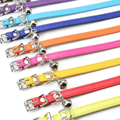 Cute Leather Cat Collar With Bell Safety Puppy Necklace Collars For Cat Small Dog Kitten Chihuahua Accessories Pet Products