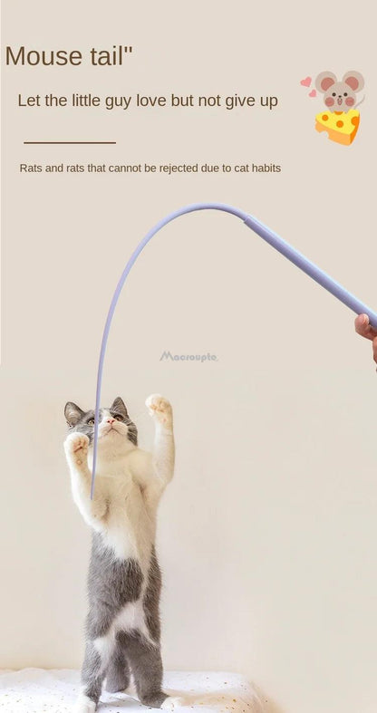 Simulated Mouse Tail Cat Toy Cat Teaser Funny Stick Silicone Long Tail Pet Interactive Toys for Cats Kitten Hunting Pet Products