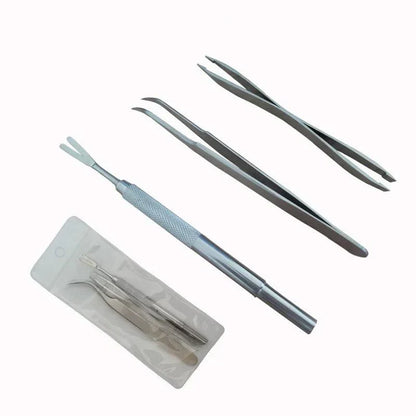 Tick removal tool set: Hook, Tweezers, Stainless steel tweezers