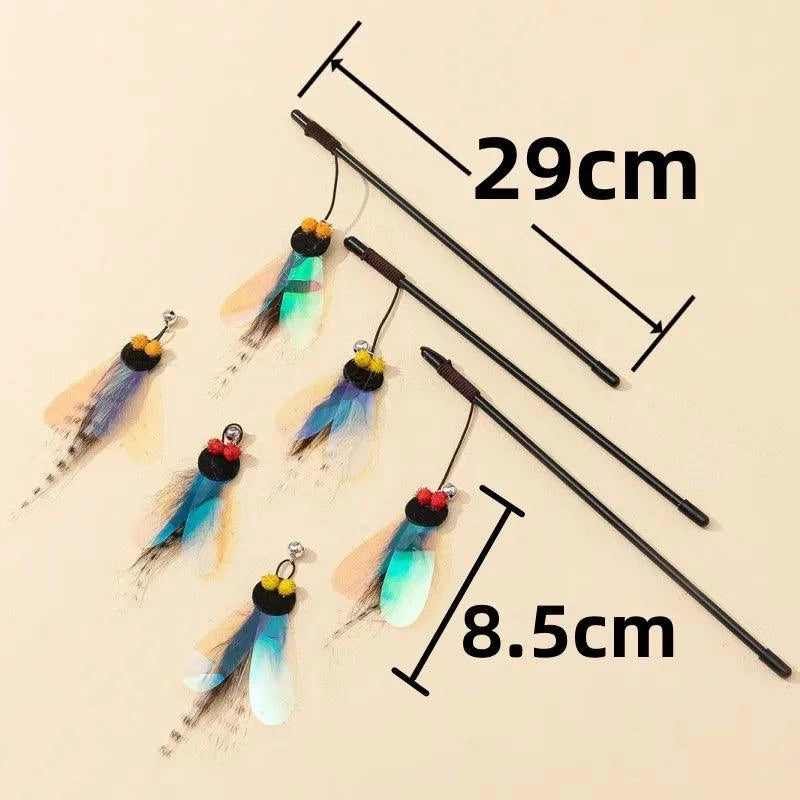 Cat Toys Feather Toy for Cats Teaser Stick Bite Resistant Butterfly Cat Toys Interactive Durable Cats Toy with Bell Pet Products