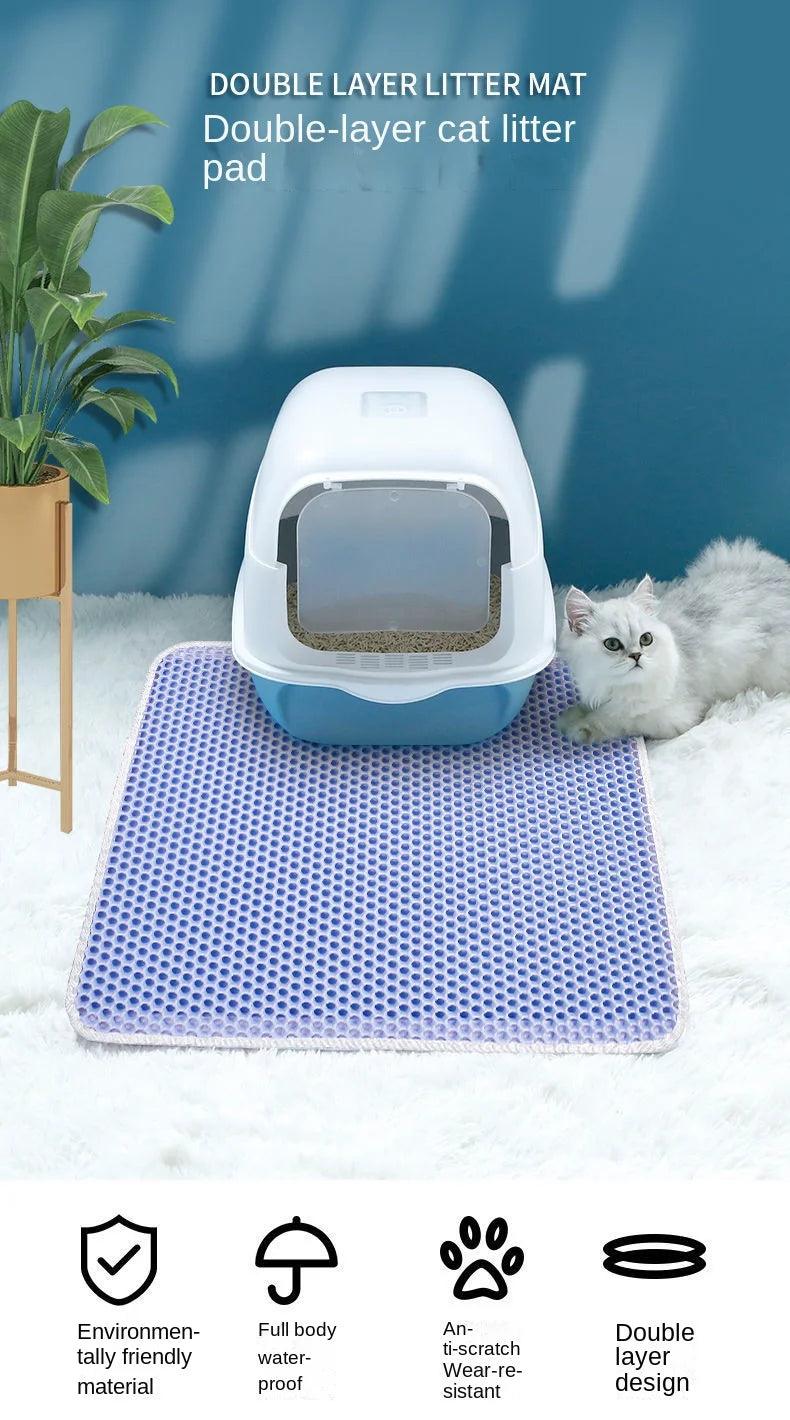 Cat Litter Mat Double Layer Waterproof Urine Proof Trapping Mat Easy to Clean Non-Slip Toilet Pad Cat Scratch Pad Large Foot Pad 