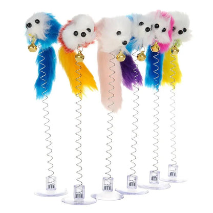 Cartoon Pet Cat Toy Stick Feather Rod Mouse Toy with Mini Bell Cat Catcher Teaser Interactive Cat Toy Kitten игрушки для кошек