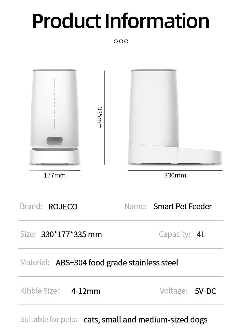 Distributeur Automatique de Croquettes, Rojeco, Capacité de 4L