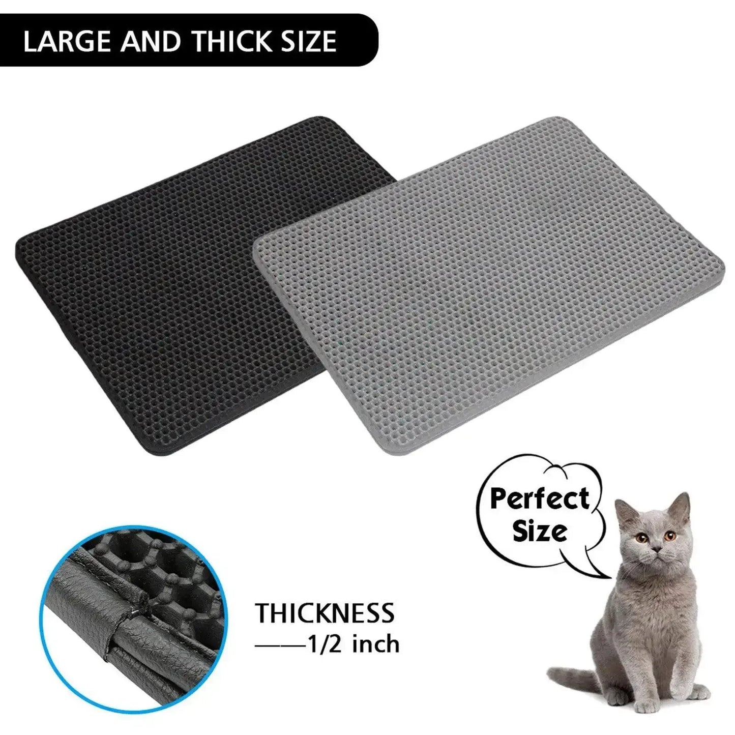 Tapis de litière pour chat double couche antidérapant et imperméable / Tapis de litière pour chat double couche / Fur Wonders