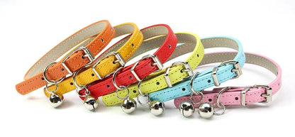 Cute Leather Cat Collar With Bell Safety Puppy Necklace Collars For Cat Small Dog Kitten Chihuahua Accessories Pet Products