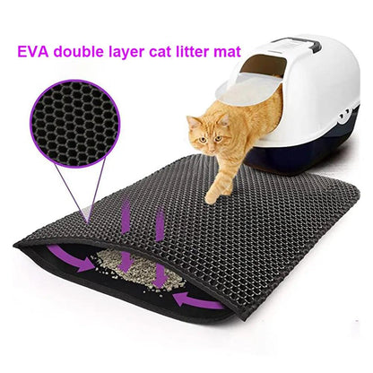 Cat Litter Mat Double Layer Waterproof Urine Proof Trapping Mat Easy to Clean Non-Slip Toilet Pad Cat Scratch Pad Large Foot Pad 