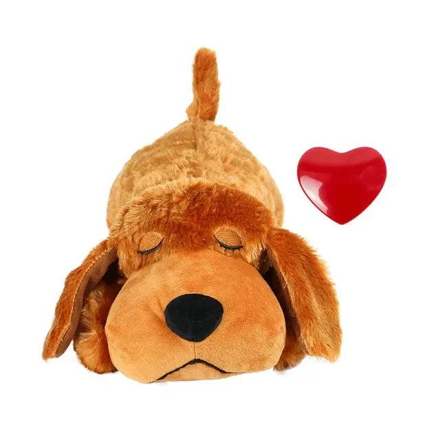 Chien Marron Heartbeat, Peluche avec battements de cœur pour animaux, Soulager l'anxiété et Améliorer le Sommeil