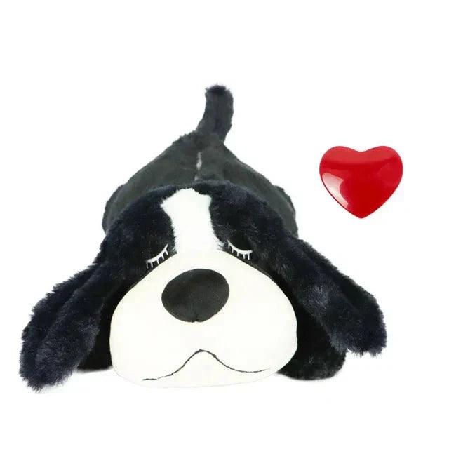 Chien Noir Heartbeat, Peluche avec battements de cœur pour animaux, Soulager l'anxiété et Améliorer le Sommeil