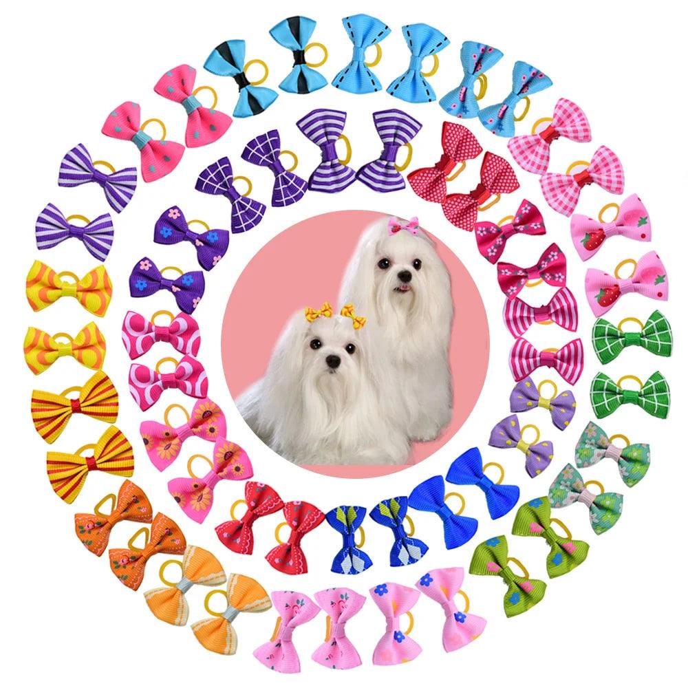 New 100pcs Dog Grooming Bows Pet Dog Cat Hair Bows Rubber Bands Pet Supplies Hair Accessories products for small dogs