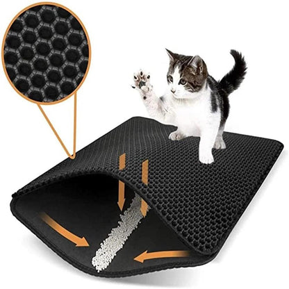 Cat Litter Mat Double Layer Waterproof Urine Proof Trapping Mat Easy to Clean Non-Slip Toilet Pad Cat Scratch Pad Large Foot Pad 