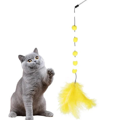 Feather Cat Toys Interactive for Cats Teasing Durable Kitten Playing Stick Cute Multicolor Plush Ball Pet Supplies Pet Products