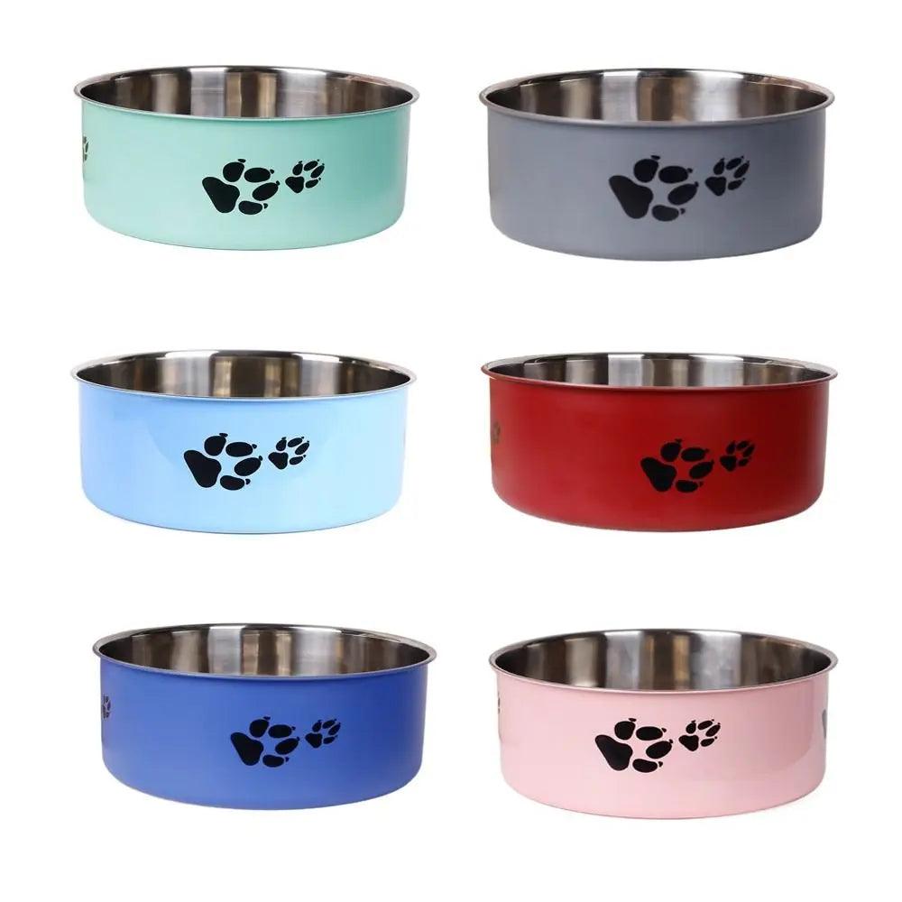 Cartoon Footprint Stainless Steel Pet Dog Bowl Large Capacity Non-slip Cat Feeding Bowl Skidproof Dog Food Water Bowls