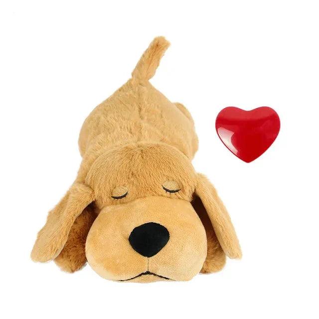 Chien Marron Clair Heartbeat, Peluche avec battements de cœur pour animaux, Soulager l'anxiété et Améliorer le Sommeil