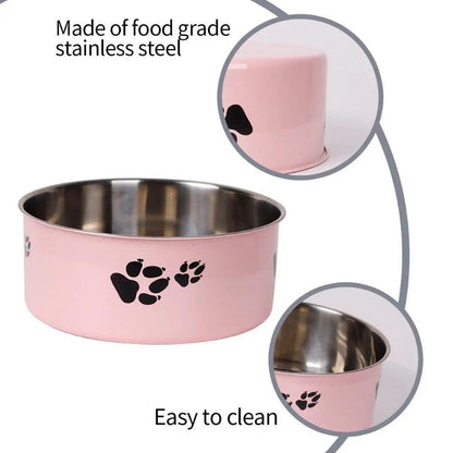 Cartoon Footprint Stainless Steel Pet Dog Bowl Large Capacity Non-slip Cat Feeding Bowl Skidproof Dog Food Water Bowls