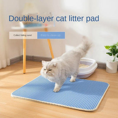 Cat Litter Mat Double Layer Waterproof Urine Proof Trapping Mat Easy to Clean Non-Slip Toilet Pad Cat Scratch Pad Large Foot Pad 