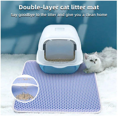 Cat Litter Mat Double Layer Waterproof Urine Proof Trapping Mat Easy to Clean Non-Slip Toilet Pad Cat Scratch Pad Large Foot Pad 