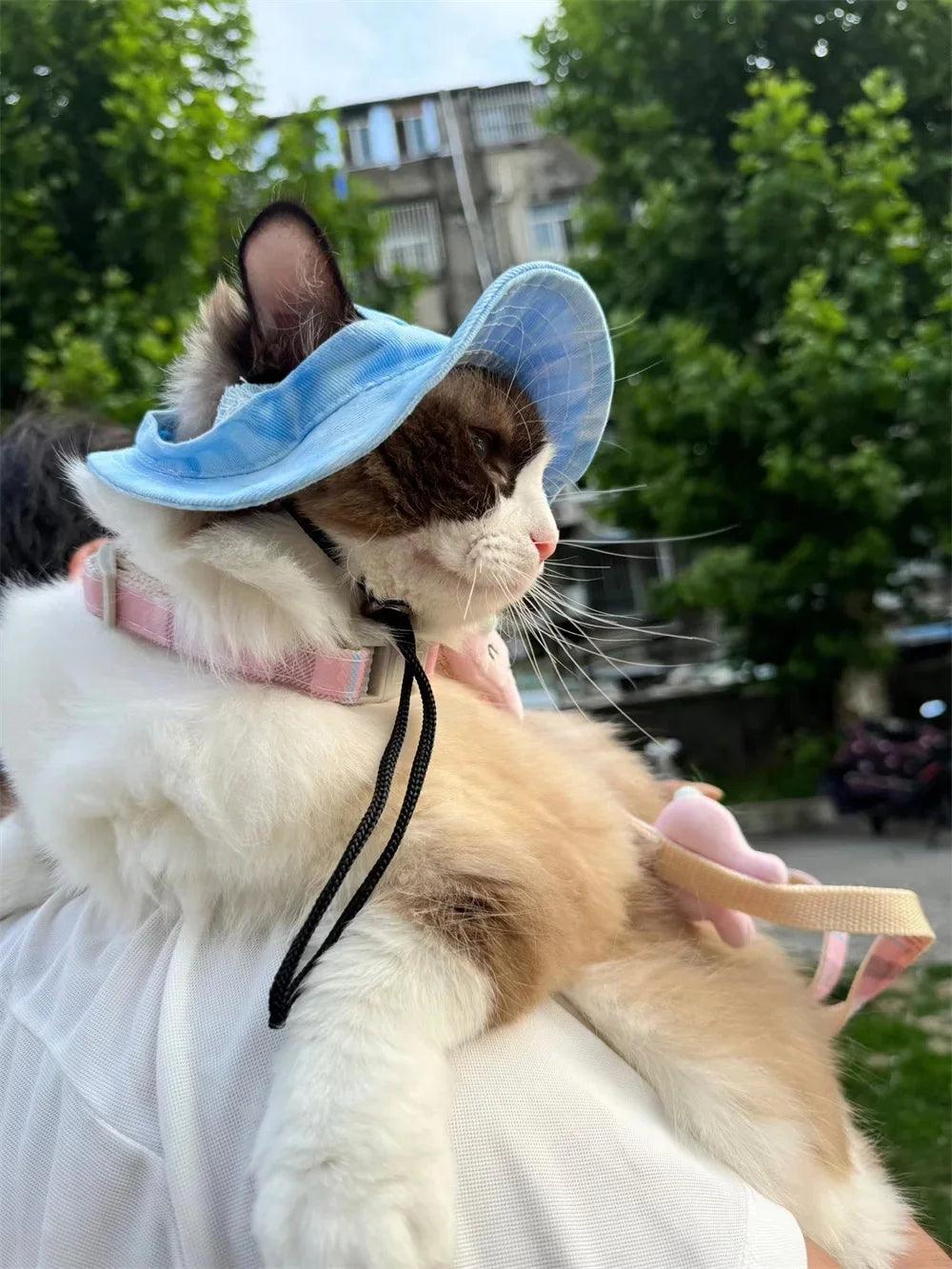 Summer Cat Dog Sunshade Hats Breathable Adjustable Pet Sun Hat for Small Dogs Schnauzer Shih Tzu Puppy Accessories Products