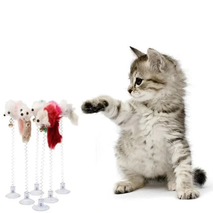 Cartoon Pet Cat Toy Stick Feather Rod Mouse Toy with Mini Bell Cat Catcher Teaser Interactive Cat Toy Kitten игрушки для кошек