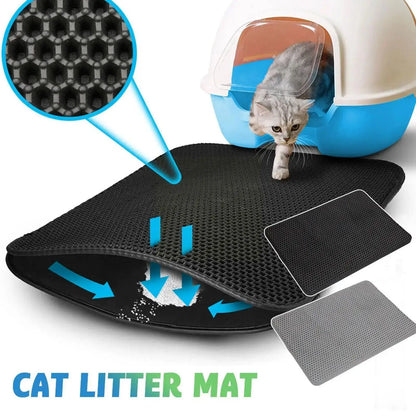 Tapis de litière pour chat double couche