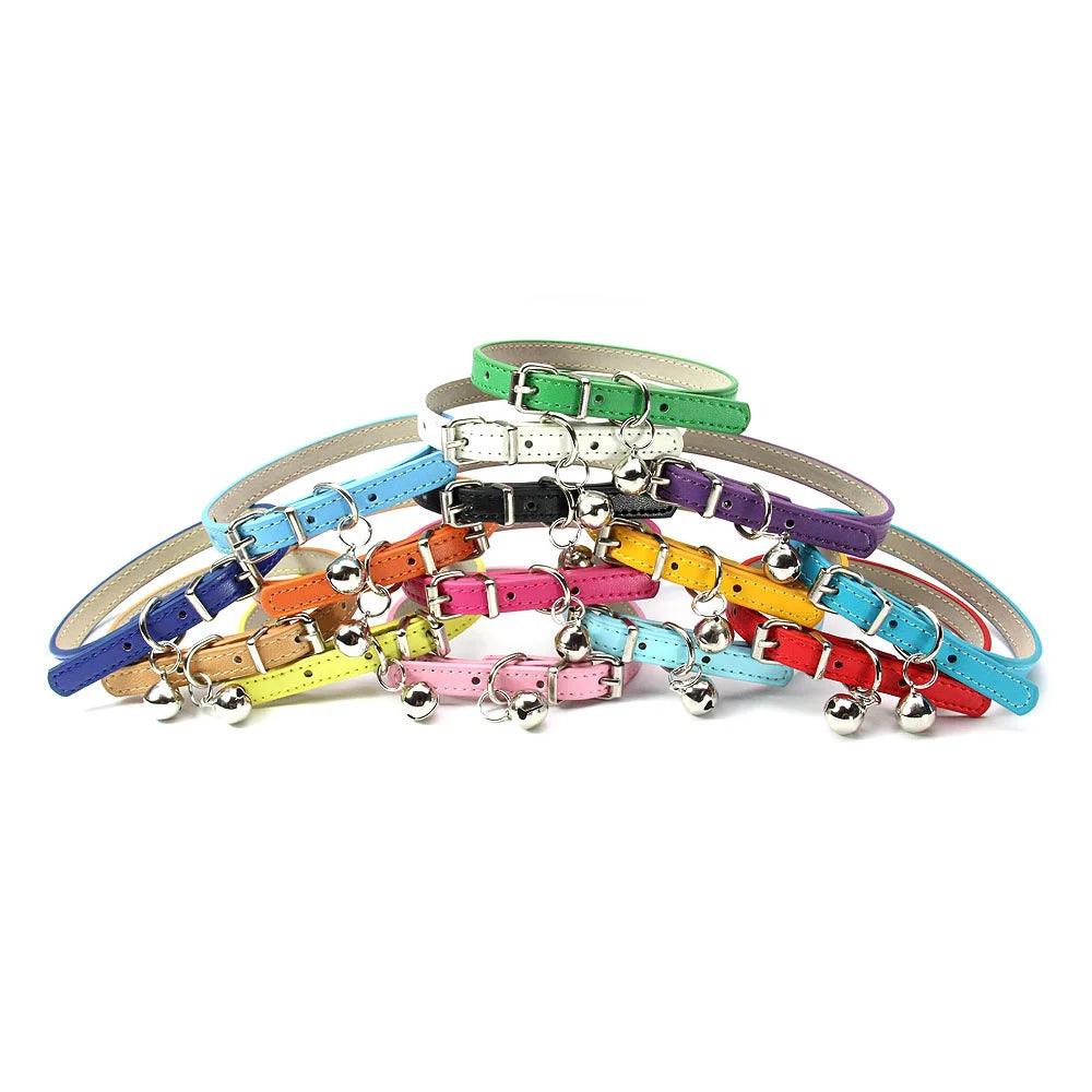 Cute Leather Cat Collar With Bell Safety Puppy Necklace Collars For Cat Small Dog Kitten Chihuahua Accessories Pet Products