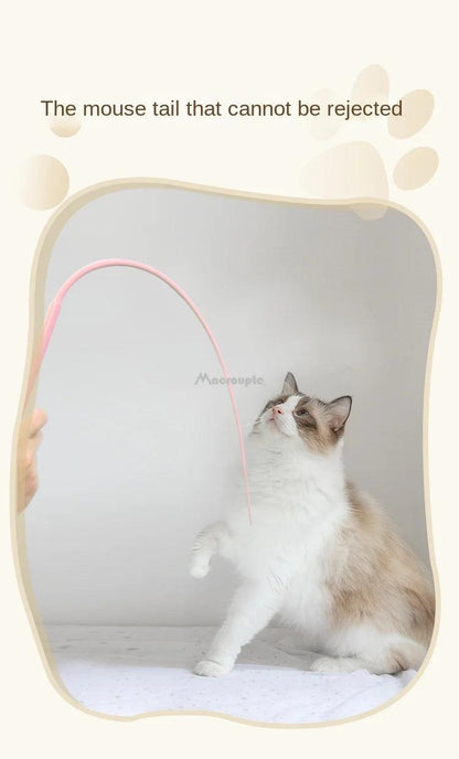 Simulated Mouse Tail Cat Toy Cat Teaser Funny Stick Silicone Long Tail Pet Interactive Toys for Cats Kitten Hunting Pet Products