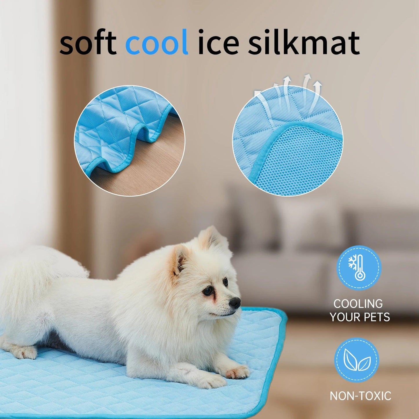 Dog Mat Cooling Summer Pet Mats for Medium Large Dog Pad Sofa Breathable Dogs Bed Cat Blanket Washable Cool Dogs Ice Mat