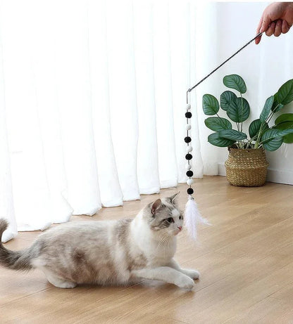 Feather Cat Toys Interactive for Cats Teasing Durable Kitten Playing Stick Cute Multicolor Plush Ball Pet Supplies Pet Products