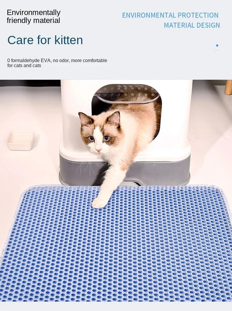 Cat Litter Mat Double Layer Waterproof Urine Proof Trapping Mat Easy to Clean Non-Slip Toilet Pad Cat Scratch Pad Large Foot Pad 