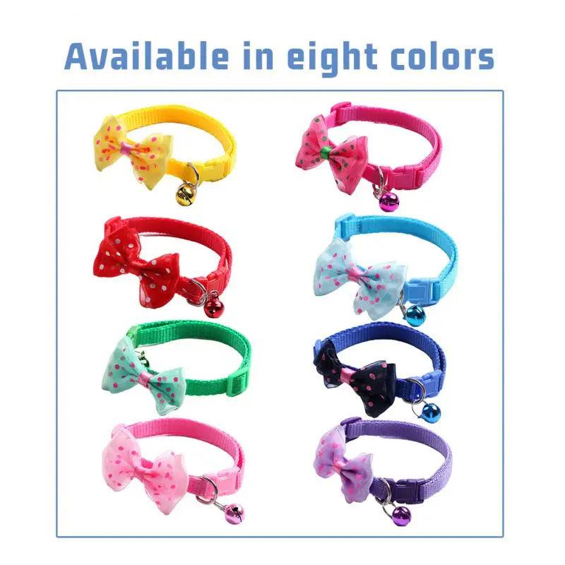 Pet Collar Adjustable Durable Cat Collars Cute Bow Kitten Necklace Soft Bell Puppy Lead Pet Product Dog Supplies Cat Accessories