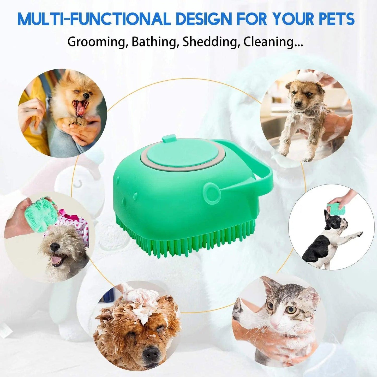 Pet Dog Shampoo Brush 80ml Cat Massage Comb Grooming Scrubber