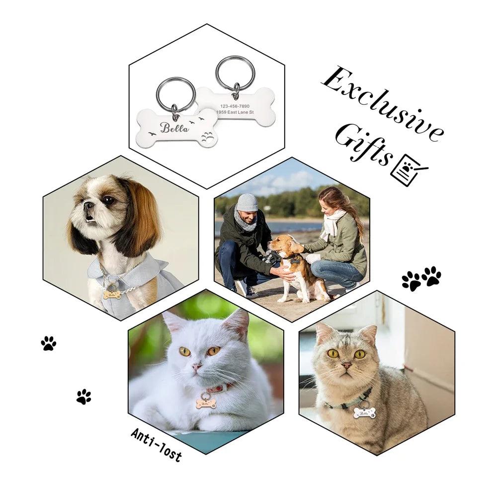 Pendentif Porte-Nom Pour Collier Personnalisé, Chiens et Chats